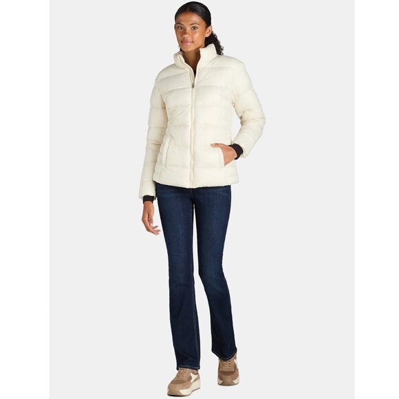 Women's Time And Tru Puffer Jacket - Almond - Size Small - Picture 3 of 4